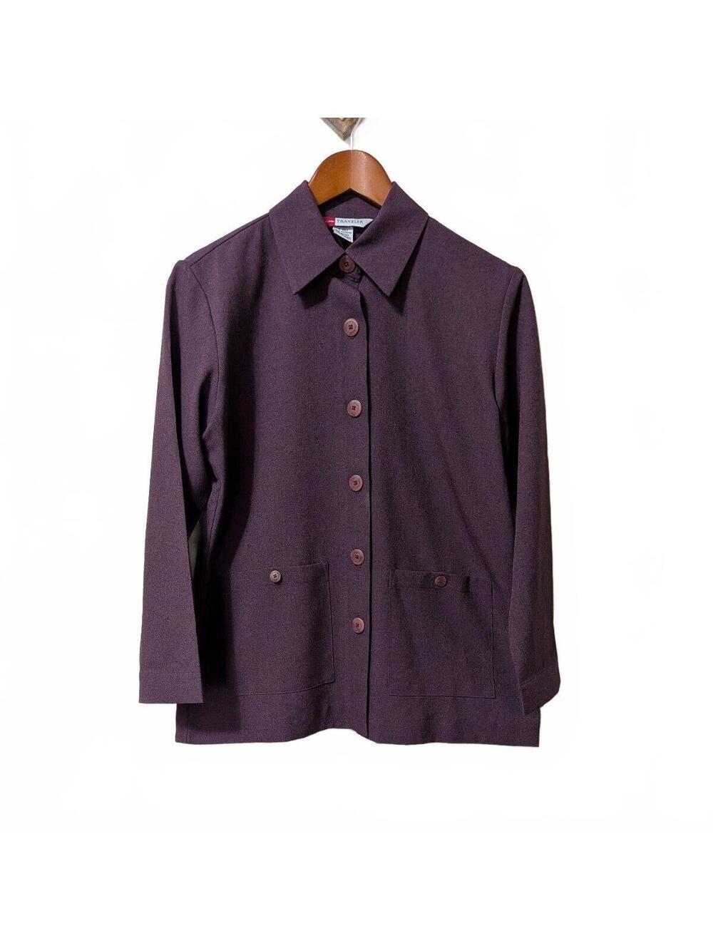 Vintage 1990s L.L. Bean Traveler Eggplant Plum Button Up Shirt Jacket Medium